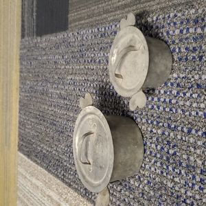 Vintage France Metal Small Pots with Heart Handles Set of 2